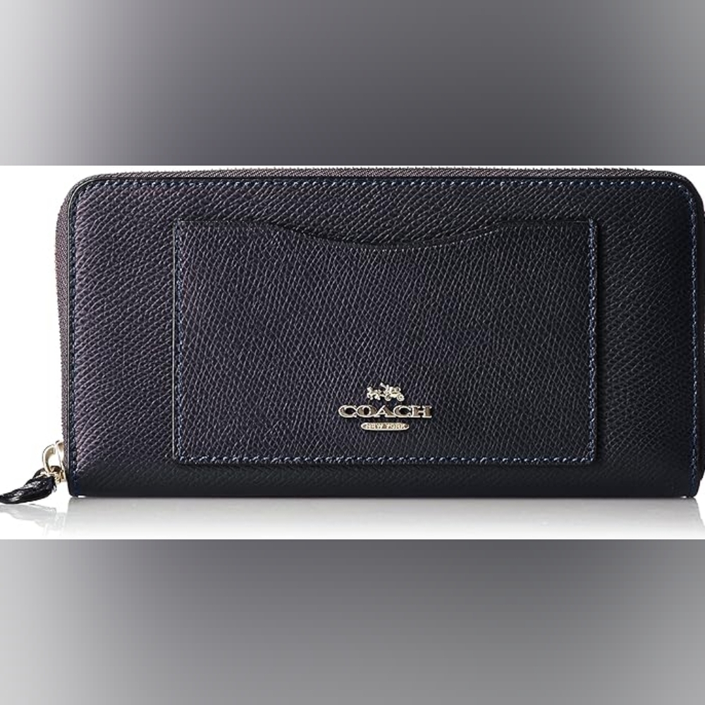 Coach MIDNIGHT LEATHER Textured Accordion zip Wallet - Picture 2 of 6
